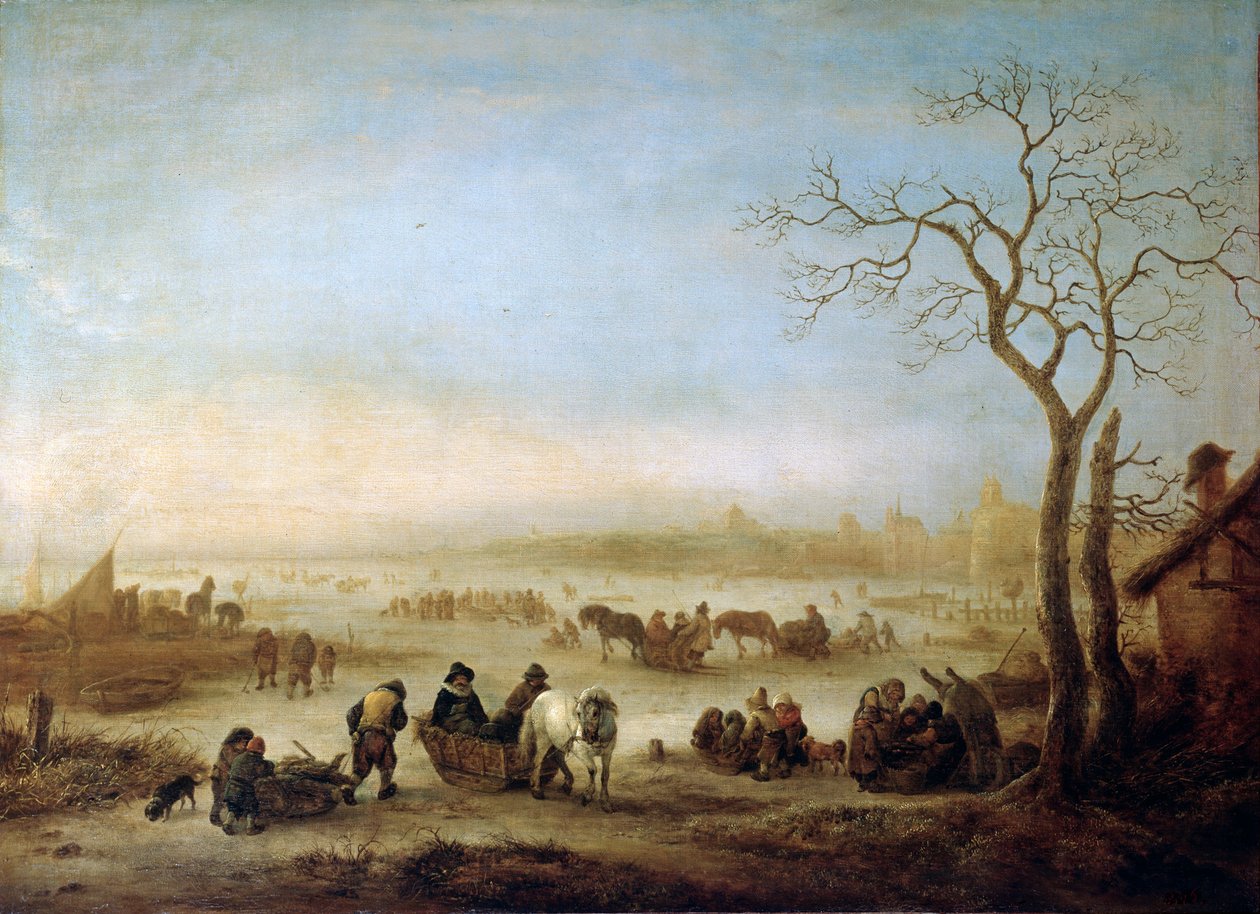 Zamarznięte jezioro”, 1648. autorstwa Isaac van . Ostade