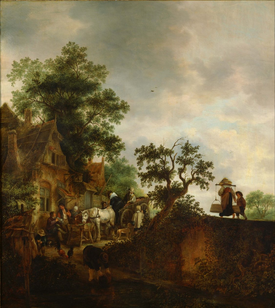 Podróżni zatrzymujący się w gospodzie, 1645 autorstwa Isaac van Ostade