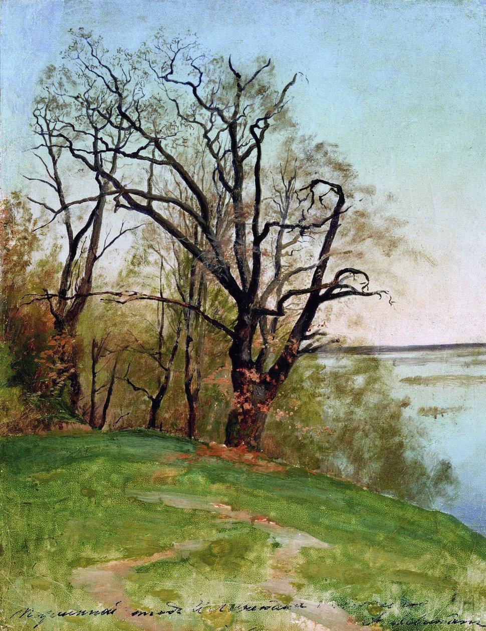Dąb nad brzegiem rzeki, 1887 r. autorstwa Isaak Ilyich Levitan