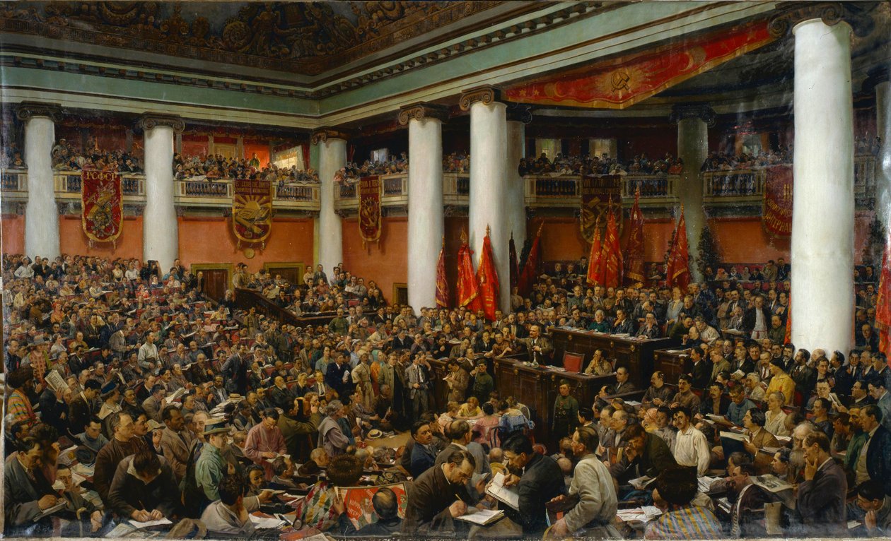 Deuxieme congres du Komintern (Internationale communee) - Uroczyste otwarcie II Kongresu Międzynarodówki Komunistycznej (Kominternu) - Isaak Izrailevich Brodsky (1884-1939). olej na płótnie autorstwa Isaak Israilevich Brodsky