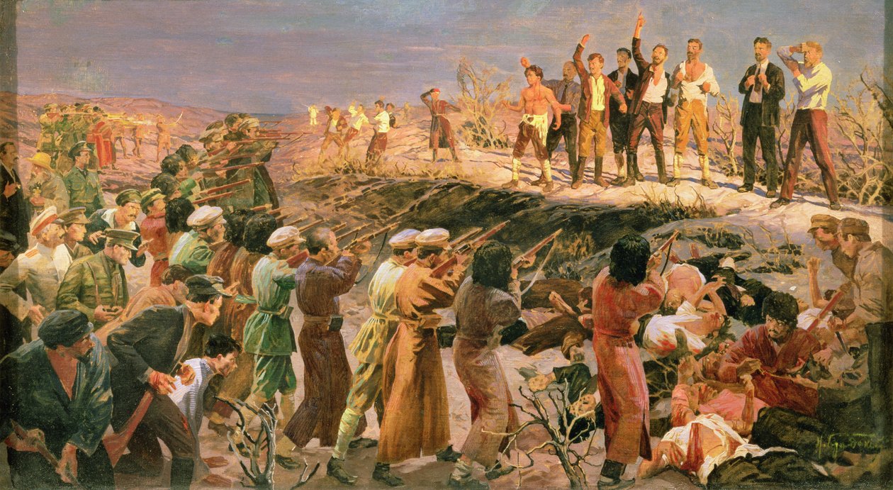 Studium do „Egzekucji dwudziestu sześciu komisarzy z Baku” autorstwa Isaak Israilevich Brodsky