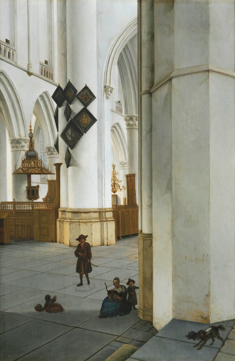 Bavokerk te Haarlem, widziany z Kerstmiskapel Widok wnętrza kościoła św. Bavo w Haarlem autorstwa Isaak van Nickelen