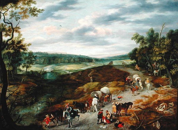 Złodzieje atakują konwój podróżników, 1656 autorstwa Isaak van Oosten