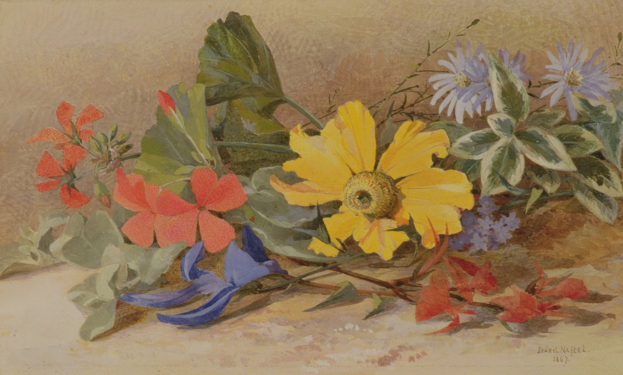 Martwa natura - kwiaty mieszane, 1867 autorstwa Isabel Oakley Naftel