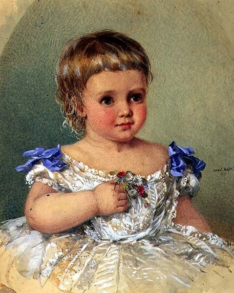 Portret dziecka z bukietem dzikich kwiatów autorstwa Isabel Oakley Naftel