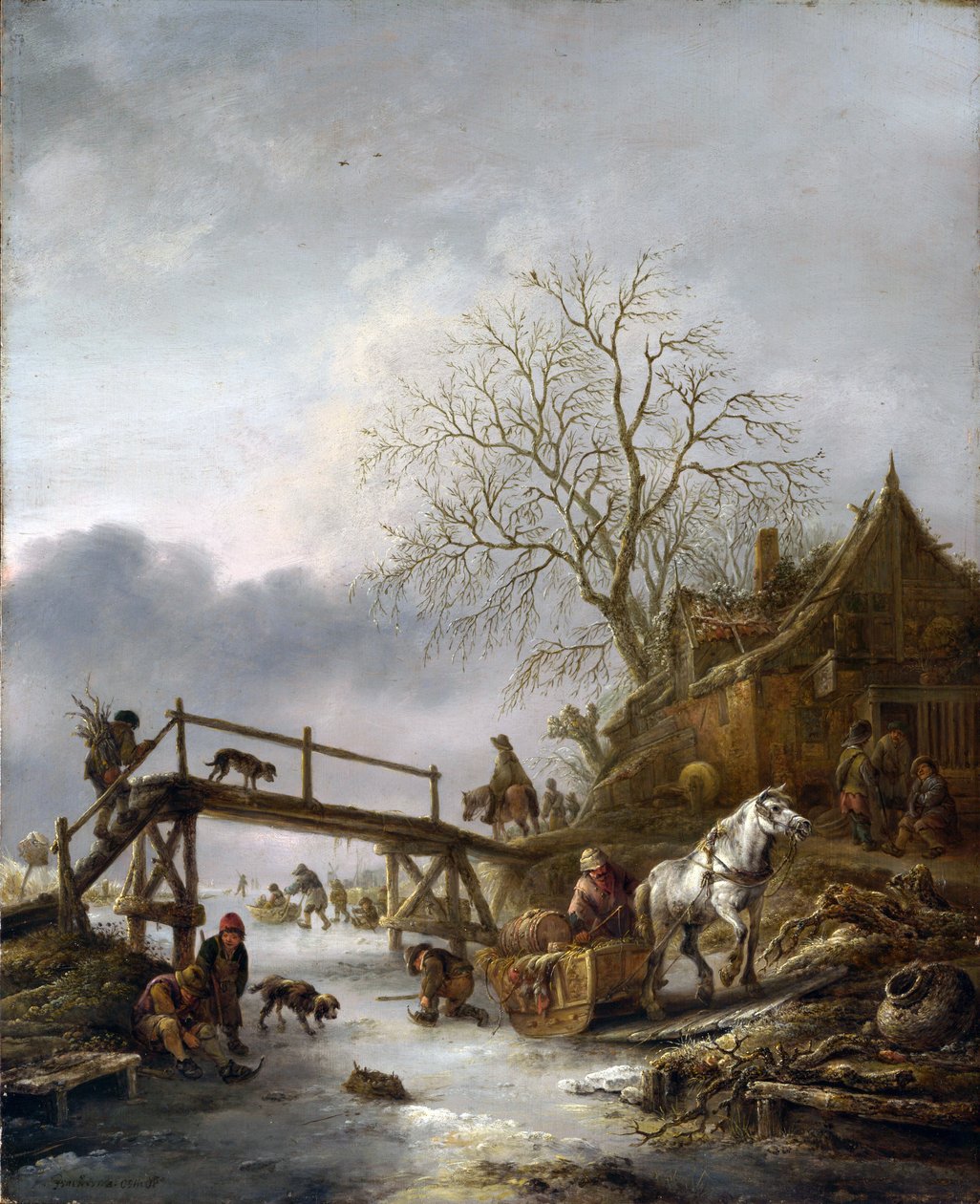 Scena zimowa, 1640 autorstwa Isack van Ostade