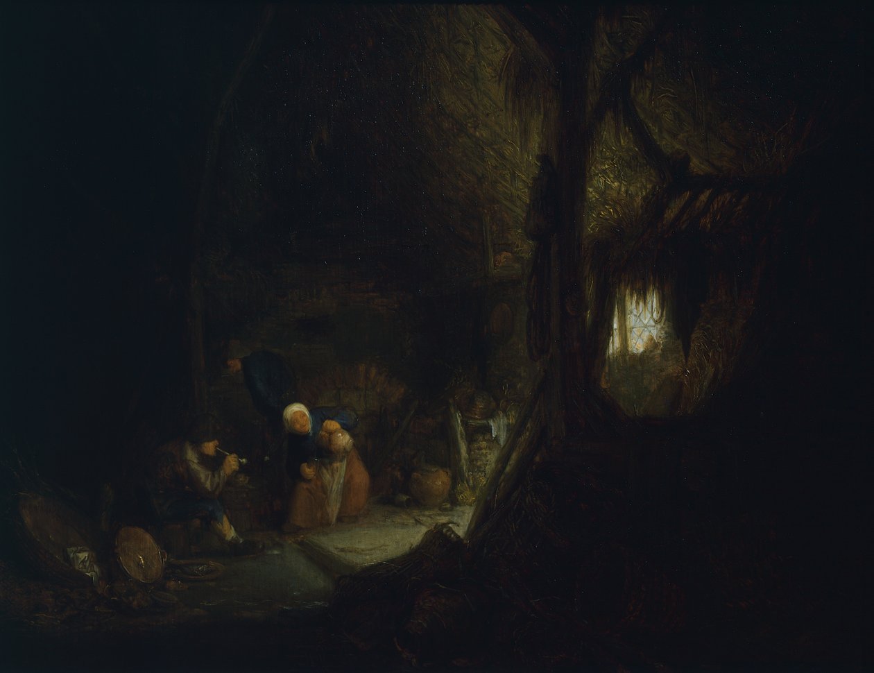Chłopska rodzina w stodole – Isack van Ostade (1621-1649) autorstwa Isack van Ostade