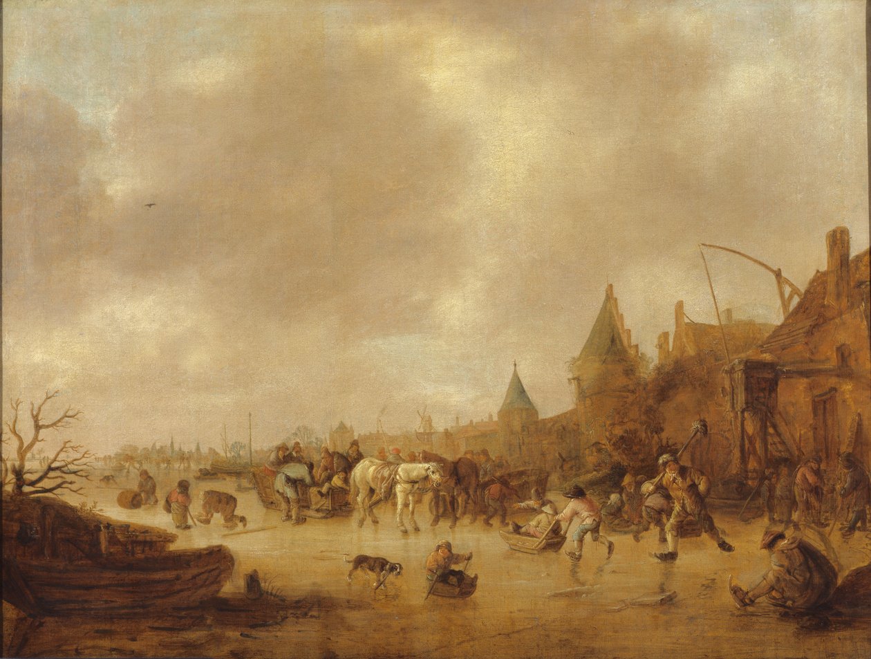 Łyżwiarze, 1644 autorstwa Isack van Ostade