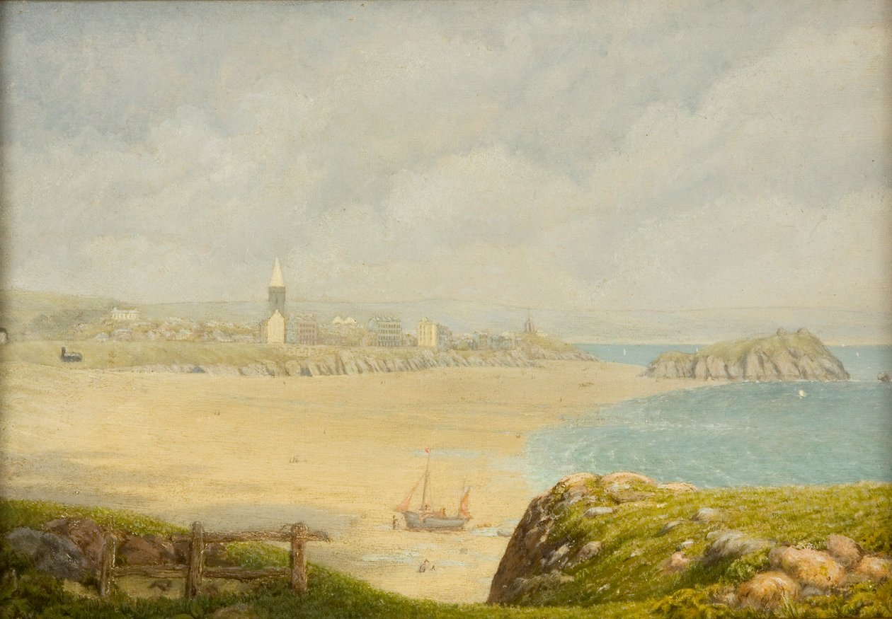 „Tenby, plaża”, 1870-1927 autorstwa Isambard Owen