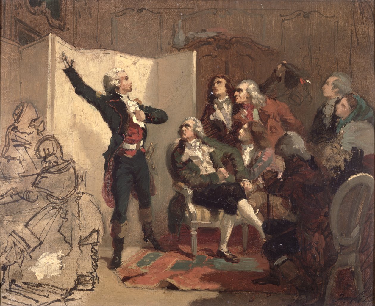 Claude Joseph Rouget de Lisle (1760-1836) śpiewa Marsyliankę w domu Dietricha, burmistrza Strasburga, 26 kwietnia 1792 (studium) autorstwa Isidore Pils