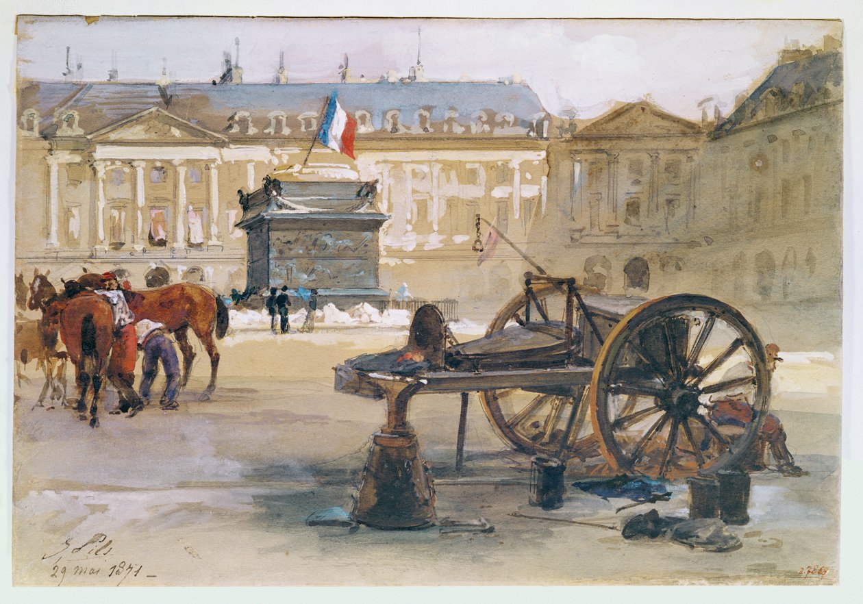 Komuna Paryska: Upadek kolumny Vendome, 29 maja 1871 r. autorstwa Isidore Pils