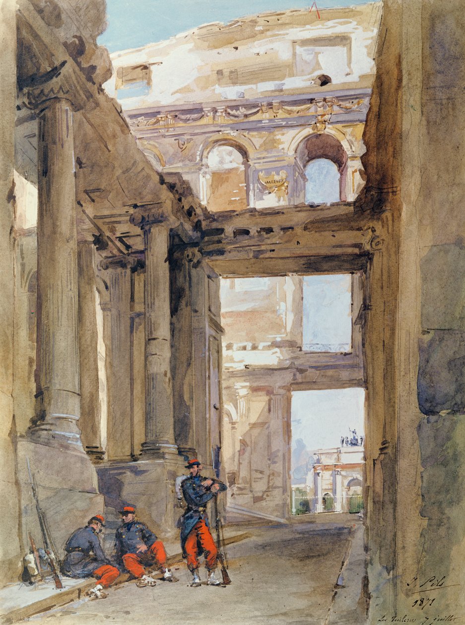Żołnierze w ruinach Tuileries, 7 lipca 1871 r. autorstwa Isidore Pils