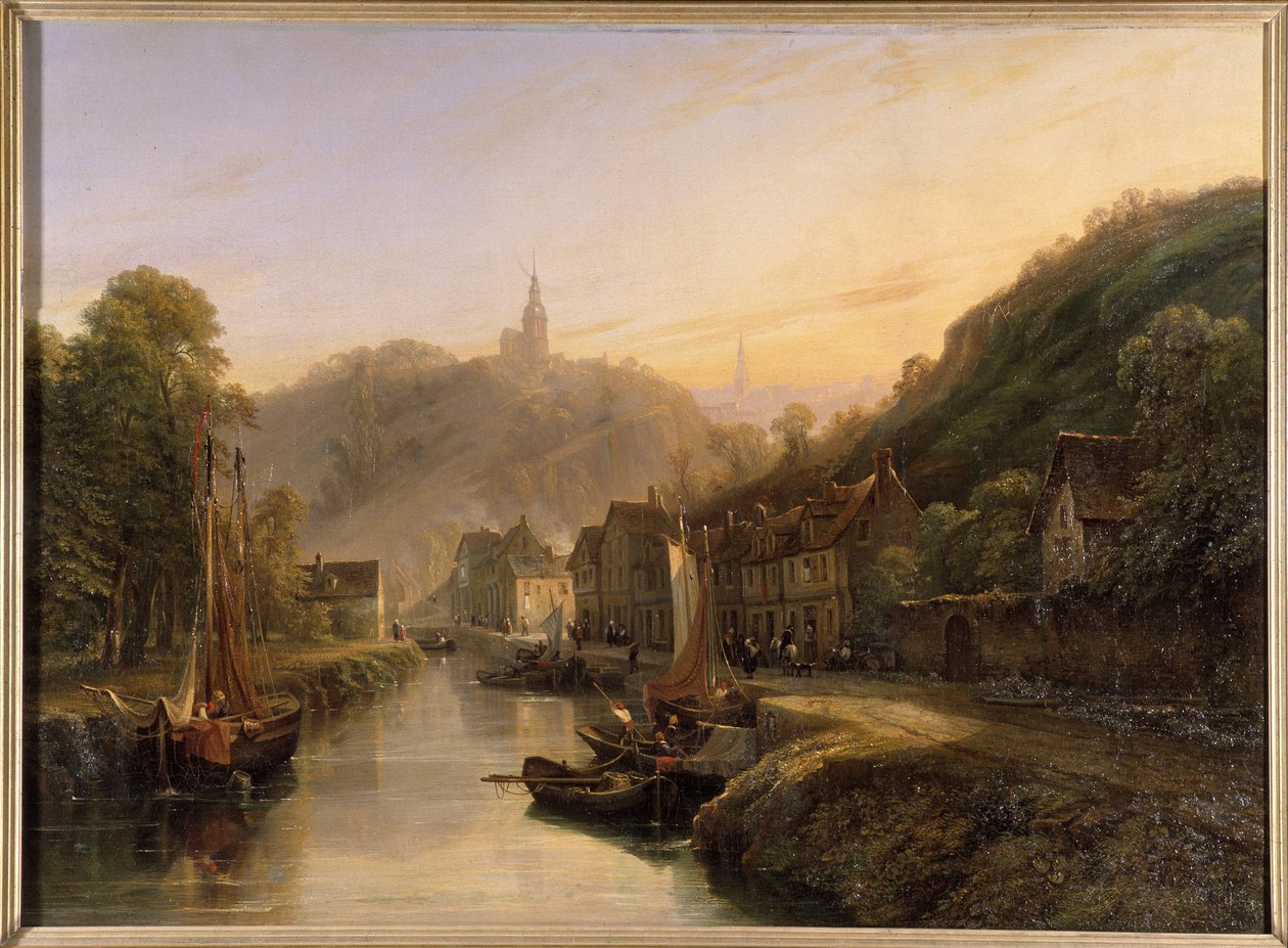 Widok na port Dinan - przez Isidore Dagnau, ca. 1830 autorstwa Isidore Dagnan