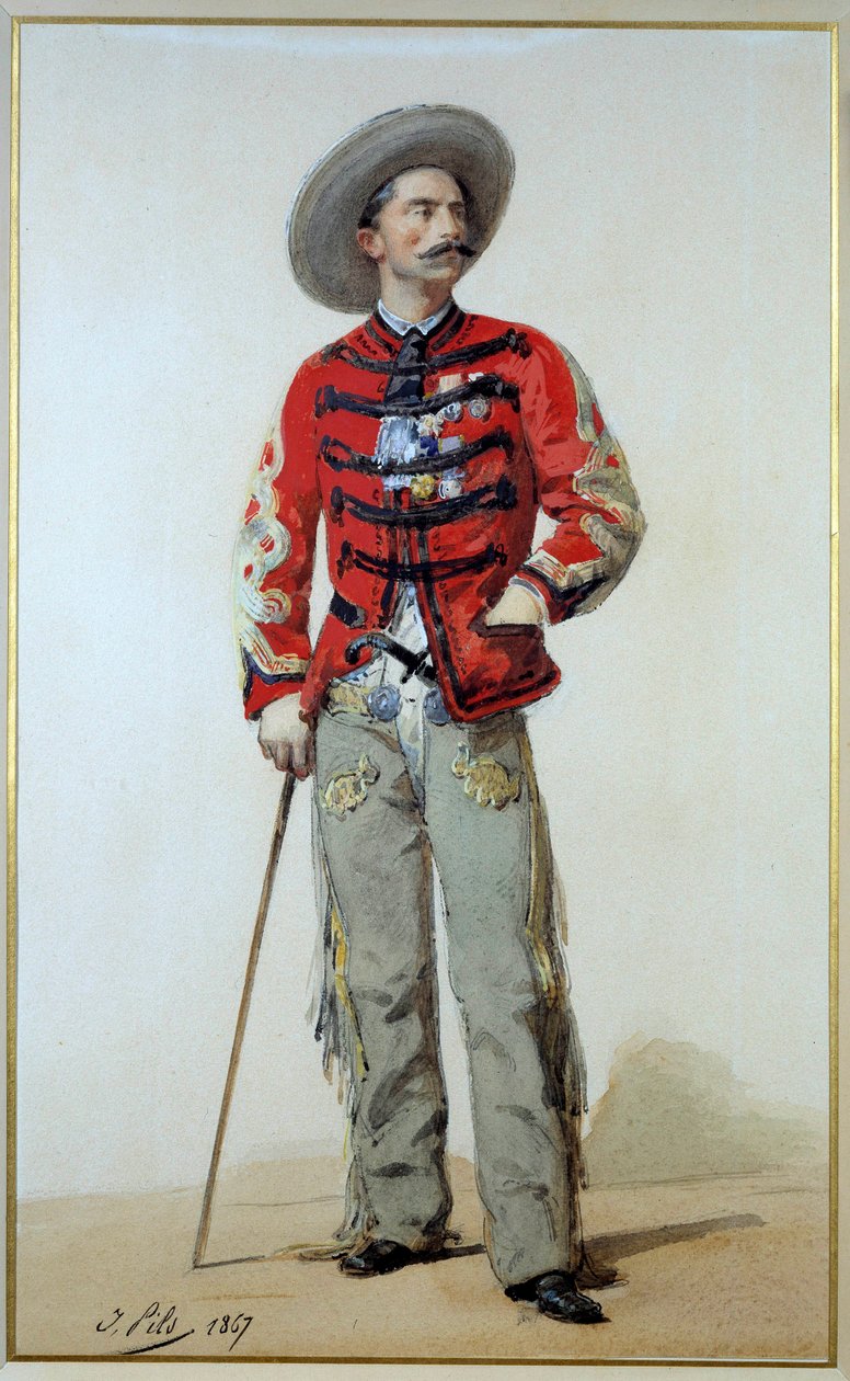 Wyprawa do Meksyku (1861-1867): portret generała Gastona Galliffeta (1830-1909) w kontr-gurillero w Meksyku. Akwarela Isidore Alexandre Augustin Pils (1813-1875) 1867 Nd. 0,39x0,24m. Paryż, musee de l