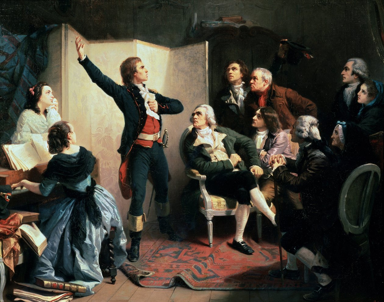Poeta i kompozytor Claude Joseph Rouget de Lisle wykonujący Marsyliankę, 24 kwietnia autorstwa Isidore Pils