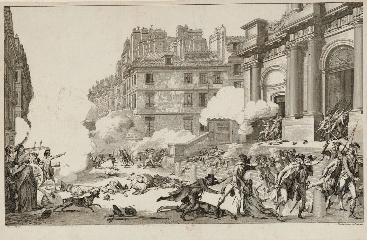 13 Vendémiaire. Stłumienie buntu rojalistów przez Napoleona Bonaparte... w Paryżu, 1797. autorstwa Isidore Stanislas Helman