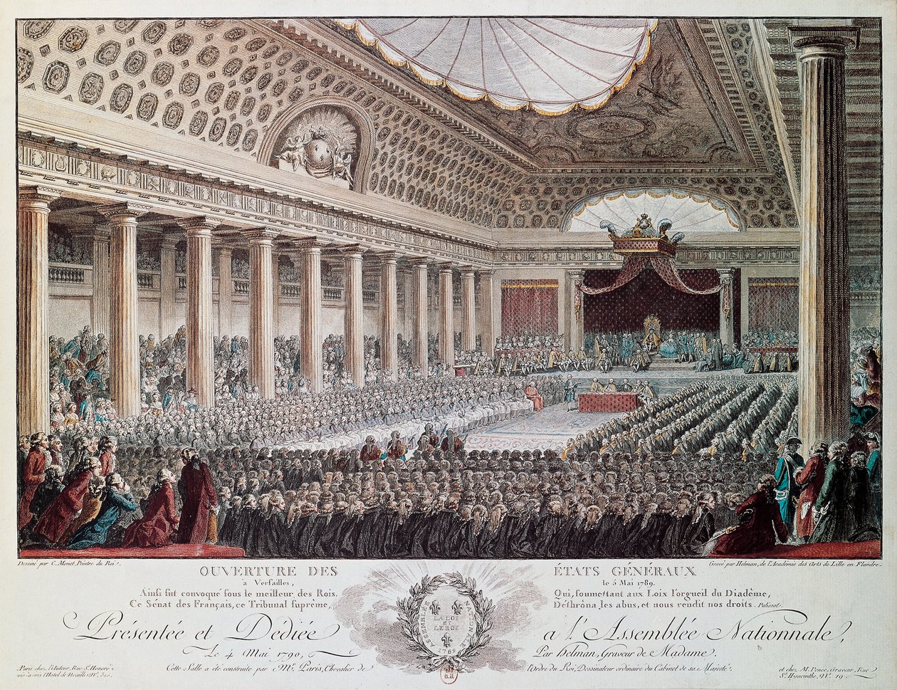 Otwarcie Stanów Generalnych w Wersalu w 1789, rycina Helmanna, Rewolucja Francuska, Francja autorstwa Isidore Stanislas Helman