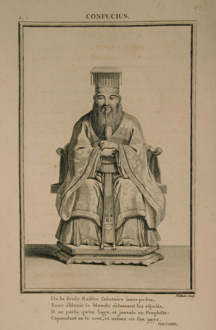 Portret chińskiego myśliciela i filozofa społecznego Konfucjusza, 1788 autorstwa Isidore Stanislas Helman