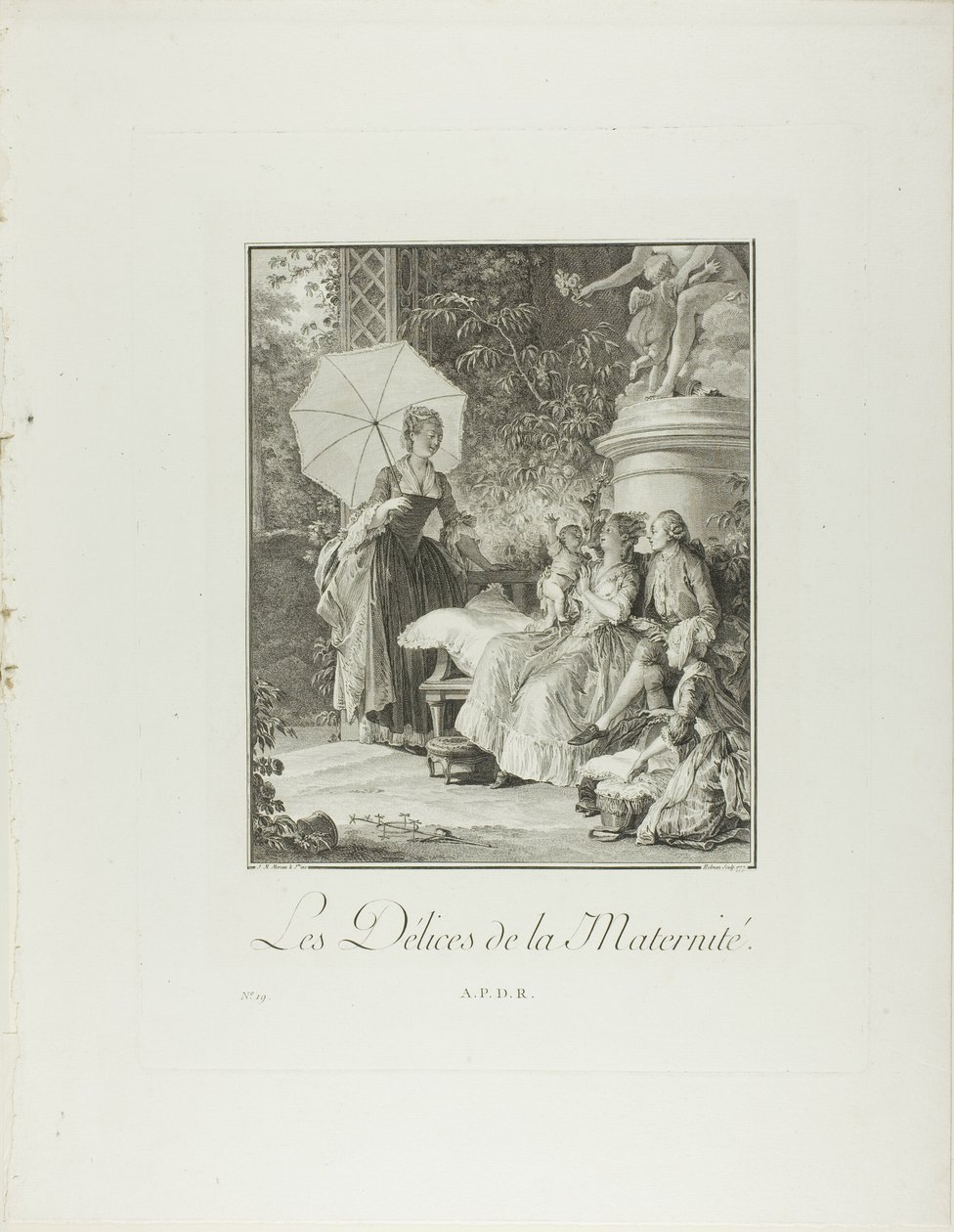Rozkosze macierzyństwa, z Monument du Costume Physique et Moral de la fin du Dix-huitième siècle autorstwa Isidore Stanislas Helman