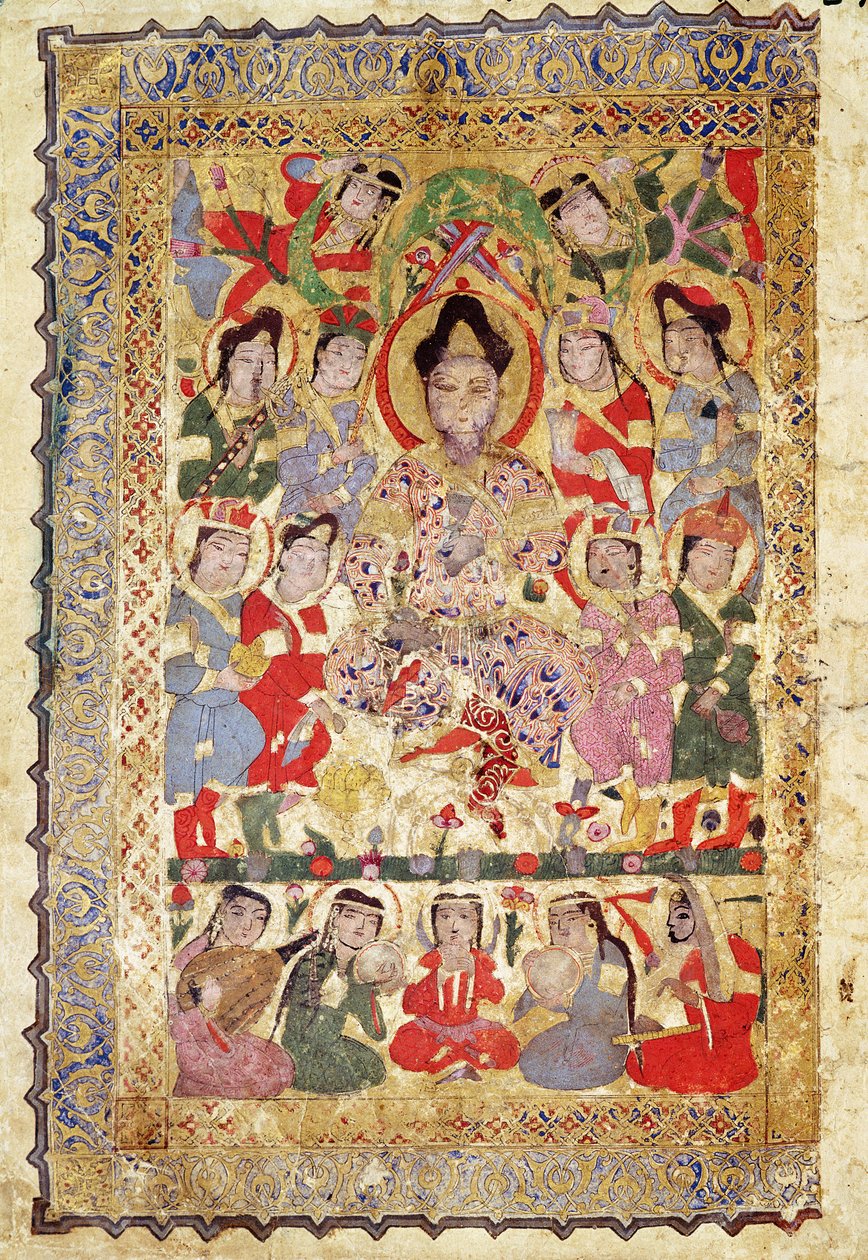 Poeta śpiewak, muzycy i śpiewacy, z "Livre des Chansons", 1219 autorstwa Islamic School