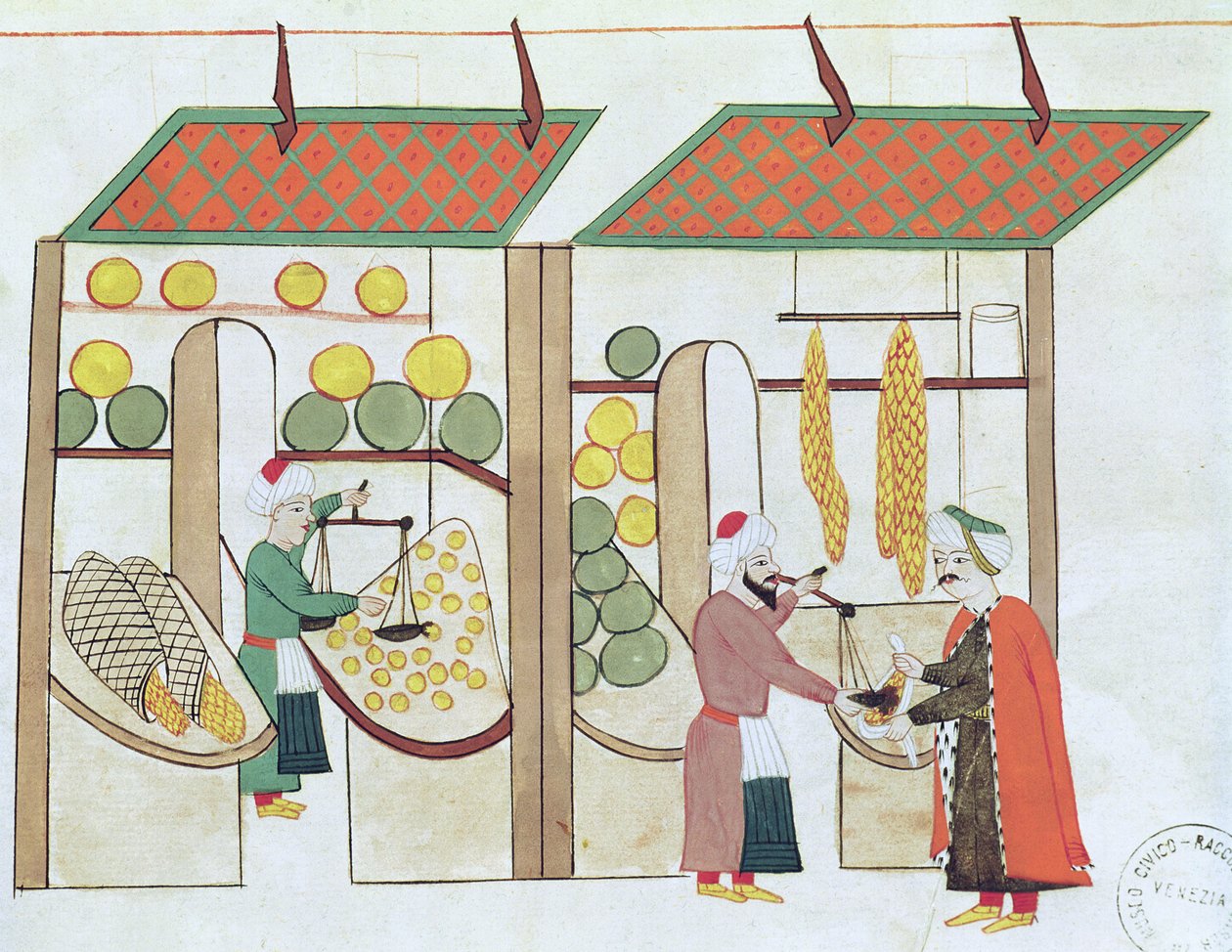 Ms.1671 Dwa sklepy z owocami, ok.1580 autorstwa Islamic School