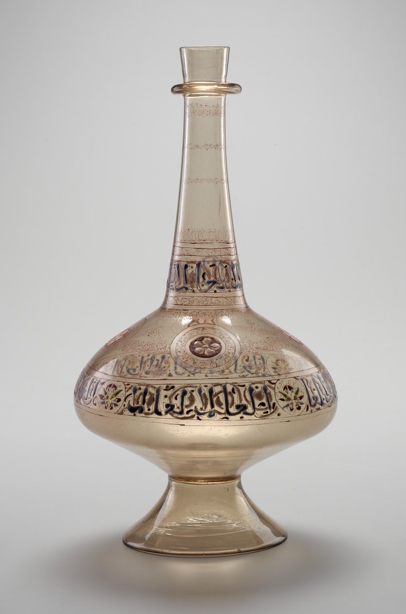 Butelka, zamówiona przez Dawuda, Rasulida Sułtana Jemenu, dynastia Mameluków, 12961321 (szkło emaliowane i złocone) autorstwa Islamic School