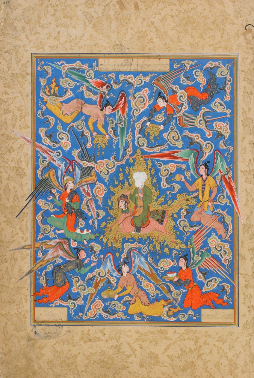 Folio z Haft Awrang (Siedem tronów) autorstwa Jami (zm.1492) prawdopodobnie Maszad, Khurasan, Iran, okres Safawidów, 1556-65 (nieprzezroczysta akwarela, tusz i złoto na papierze autorstwa Islamic School