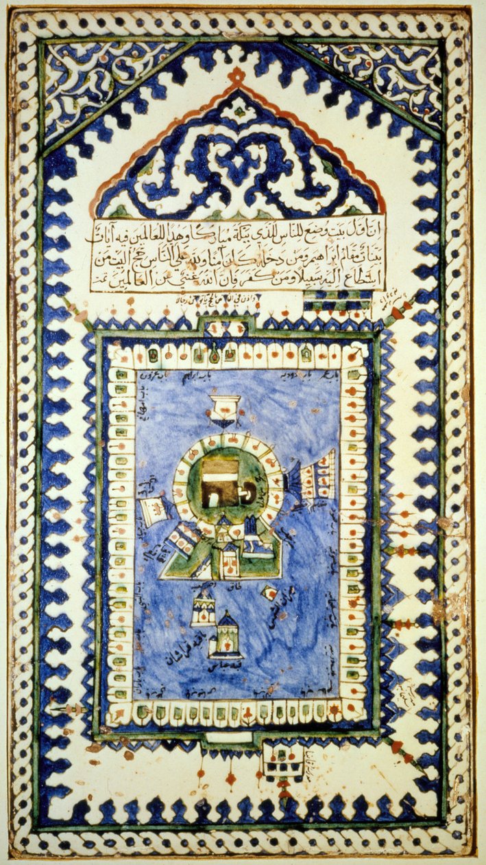 Mapa Mekki - ceramika, Muzeum Sztuki Muzułmańskiej w Stambule autorstwa Islamic School