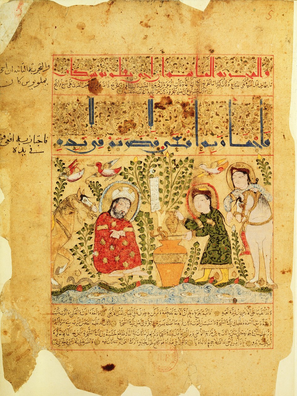 Ms. Arabe 2964 fol.5 Scena z traktatu Theriac po Galien, 1217 autorstwa Islamic School