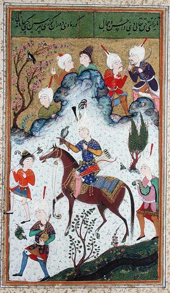 Ms B-284 fol.50b The Kings Hunt, z Dywanu Huseyna Bayqary, ok. 1540 autorstwa Islamic School