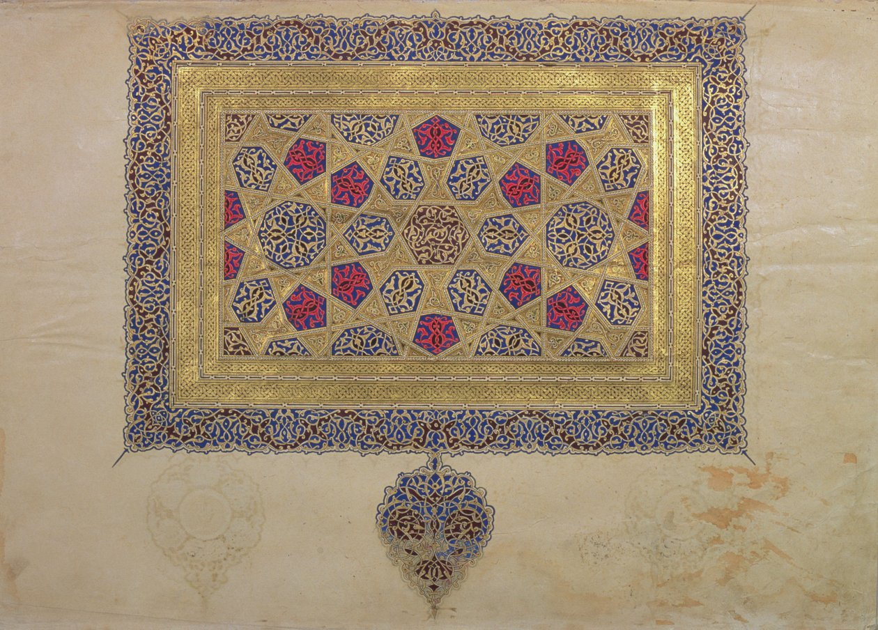 Strona z rękopisu Koranu, iluminowana przez Mohammada ebn Aibaka, okres Il-chanidów, początek XIV wieku autorstwa Islamic School