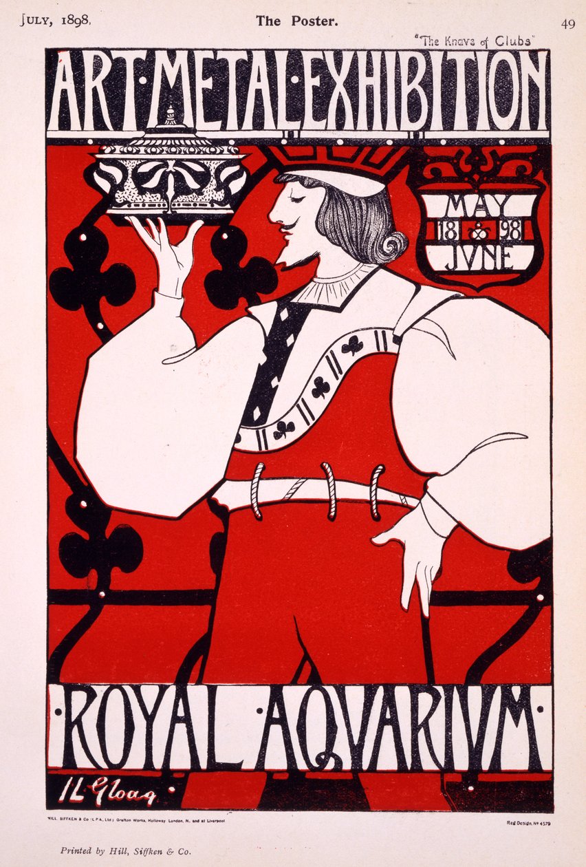 Plakat wystawy "Art Metal Exhibition" w Królewskim Akwarium, 1898 r. autorstwa Isobel Lilian Gloag