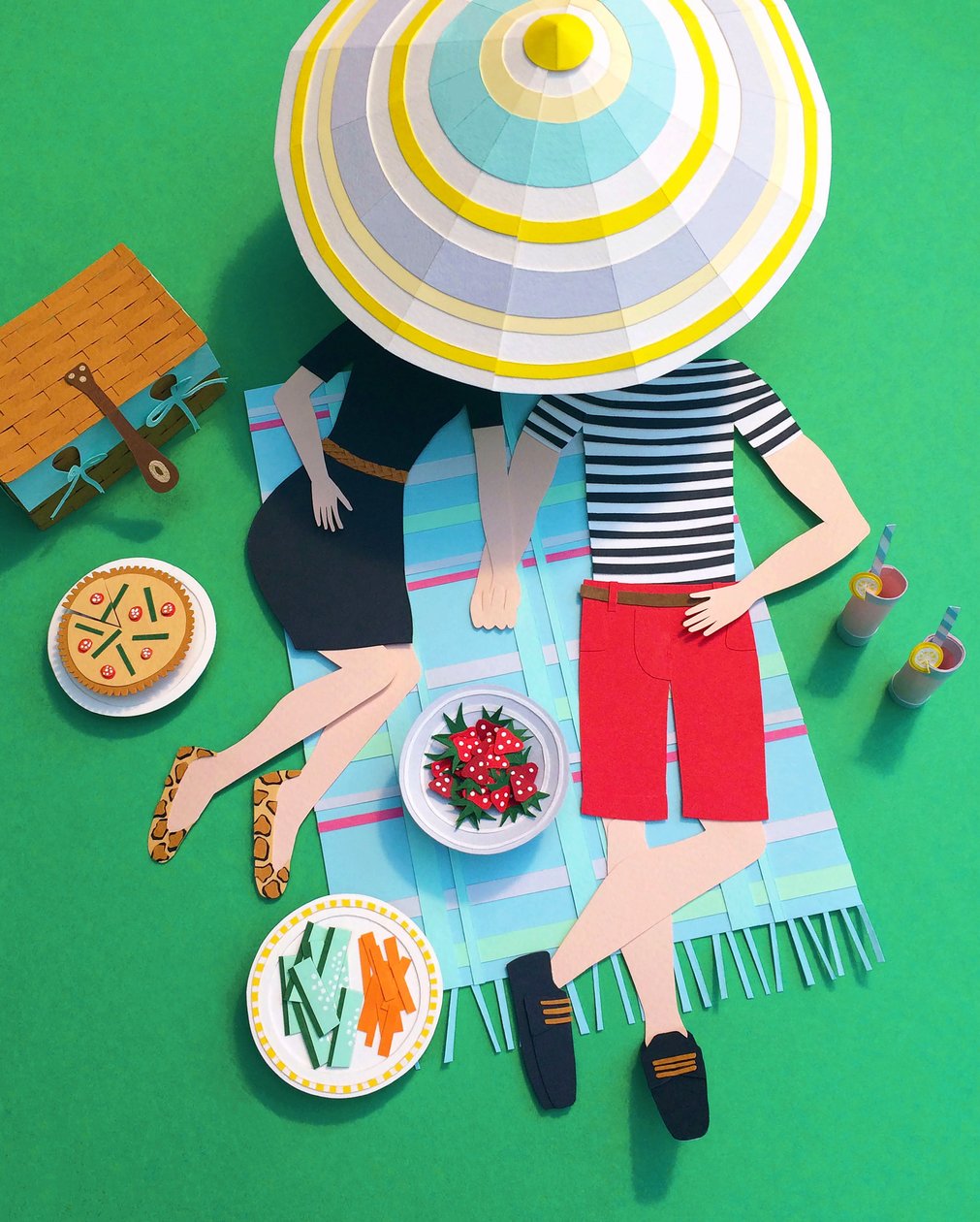 Piknik w parku, 2016 (papier) autorstwa Isobel Barber