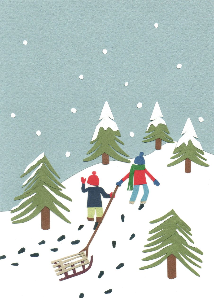 Sanki, 2014 (papier cięty) autorstwa Isobel Barber