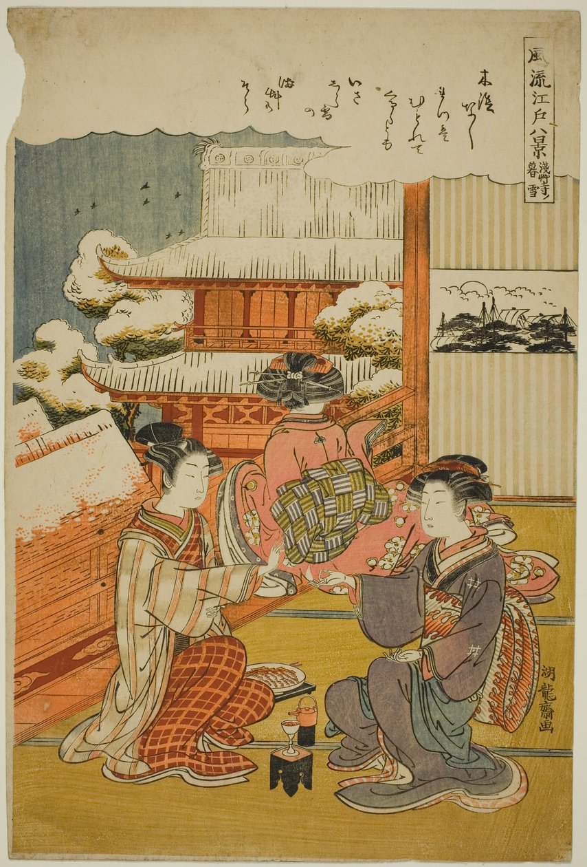 Wieczorne S w Sensoji Tempe (Sensoji no Bosetsu), z serialu „Eight Fashio Na B Ew Of Edo ( Free Edo Hakkei” autorstwa Isoda Koryusai