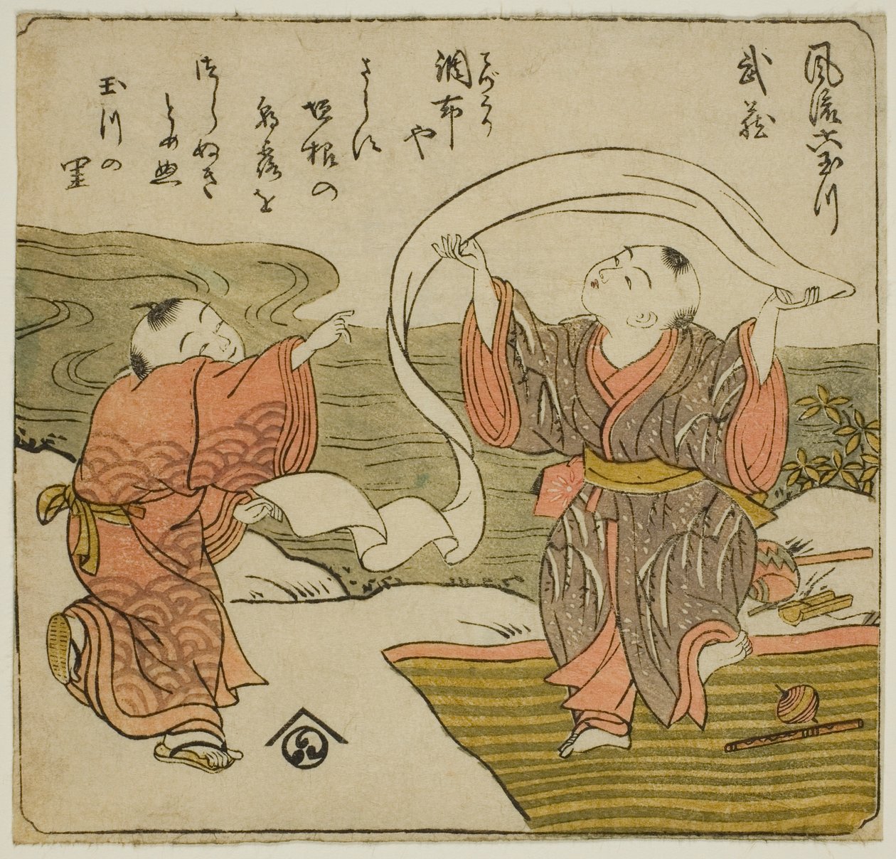 Musashi, z serii „Modne Sześć Rzek Klejnotów (Furyu Mu Tamagawa)” autorstwa Isoda Koryusai