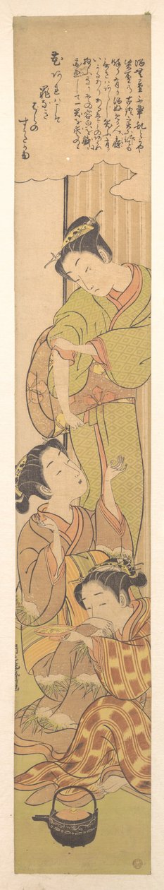 Drei Mädchen trinken Sake autorstwa Isoda Koryusai