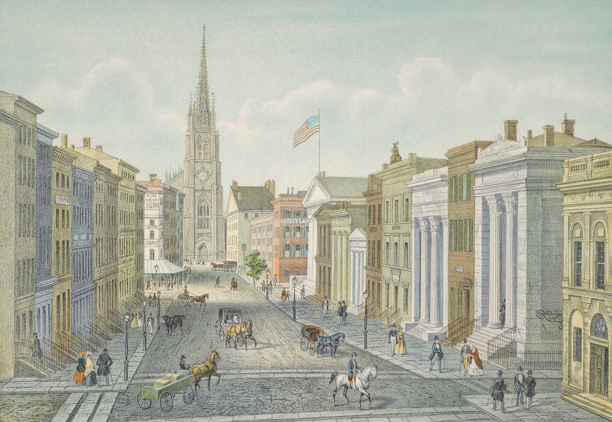 Wall Street w Nowym Jorku w 1847 roku. autorstwa Isodore Laurent Deroy
