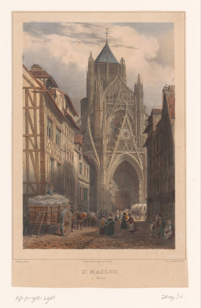 Widok kościoła Saint-Maclou w Rouen St. Maclou à Rouen (tytuł na obiekcie) Twarze we Francji (tytuł serii) La France (tytuł serii) autorstwa Isodore Laurent Deroy