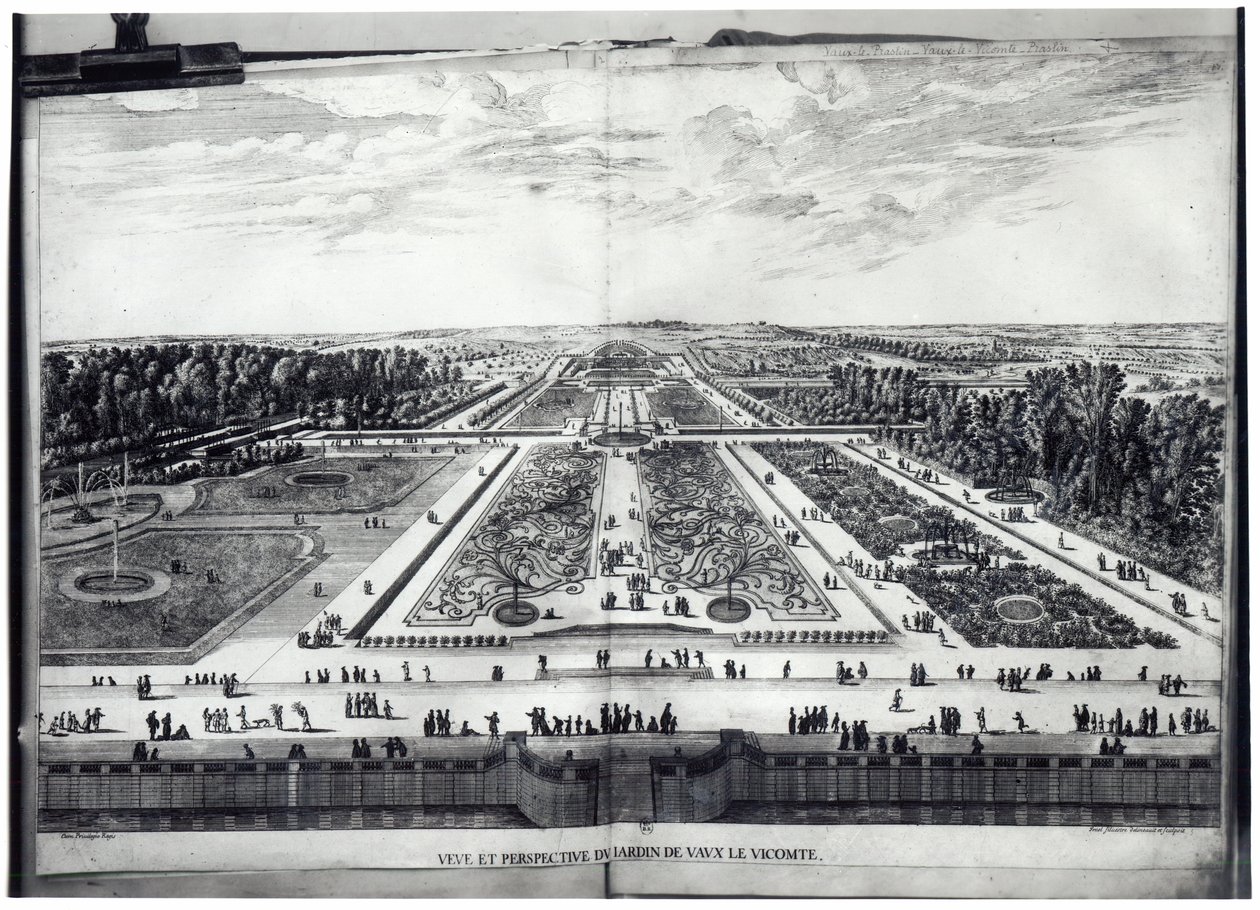 Perspektywiczny widok na ogród w Vaux-le-Vicomte autorstwa Israël Silvestre the Younger