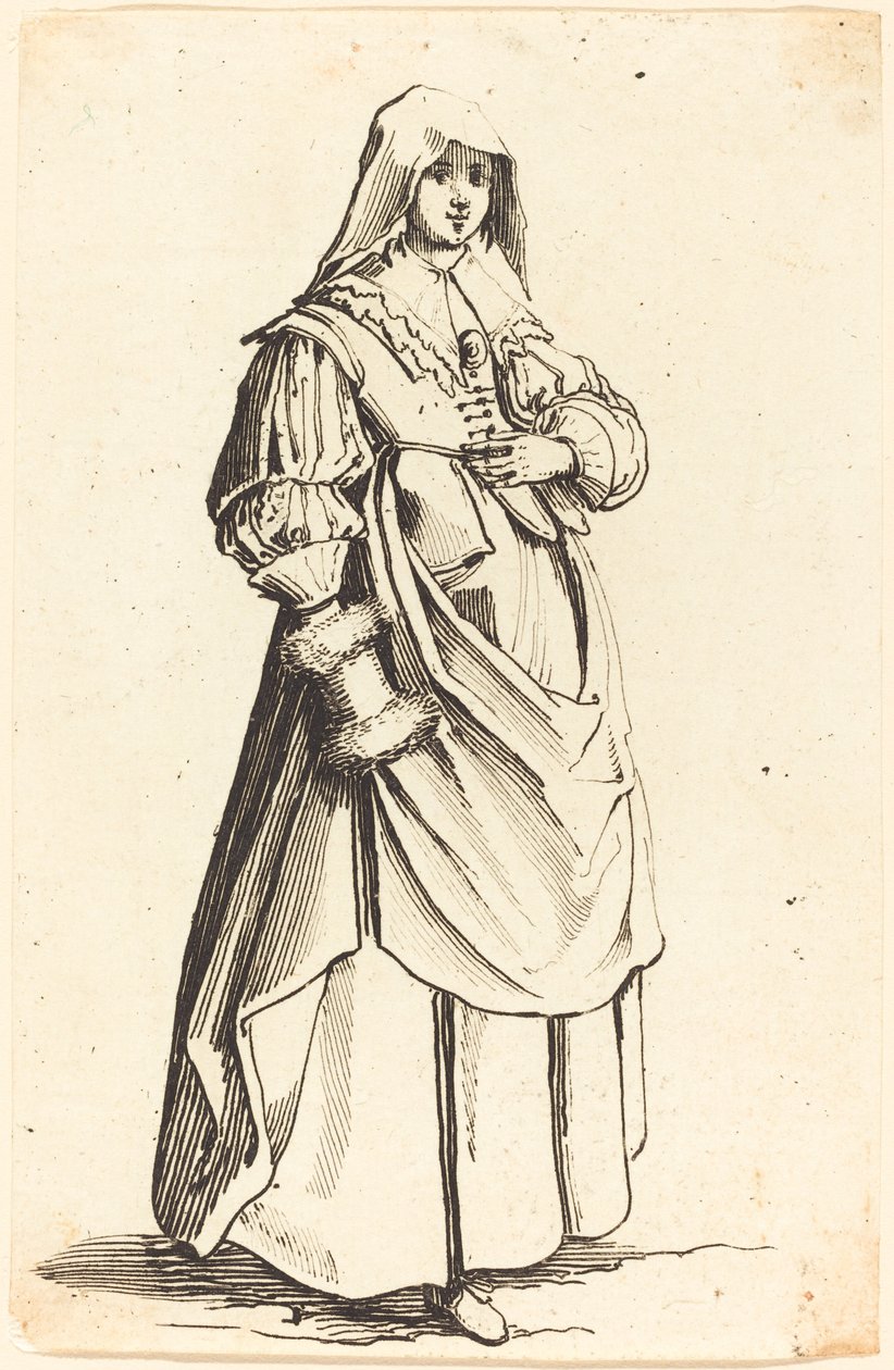 Mieszczański z mufką, zwrócony w prawo autorstwa Israel Henriet after Jacques Callot