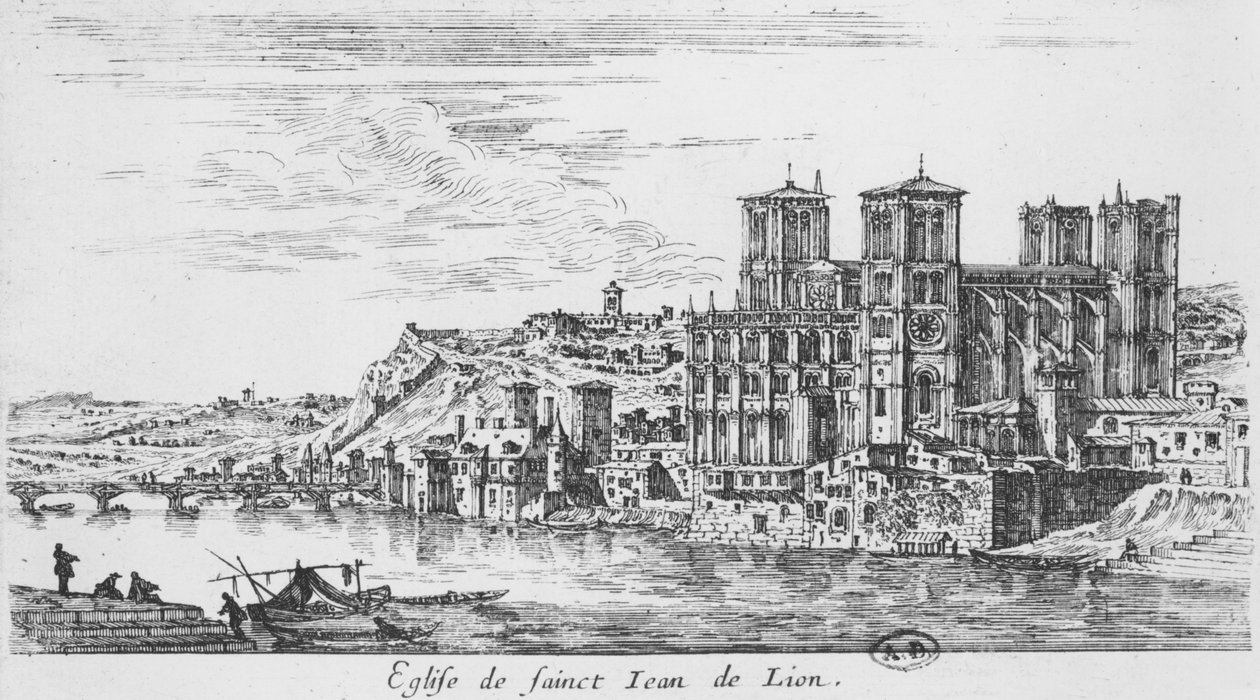 Widok katedry Saint-Jean, Lyon autorstwa Israël Silvestre the Younger