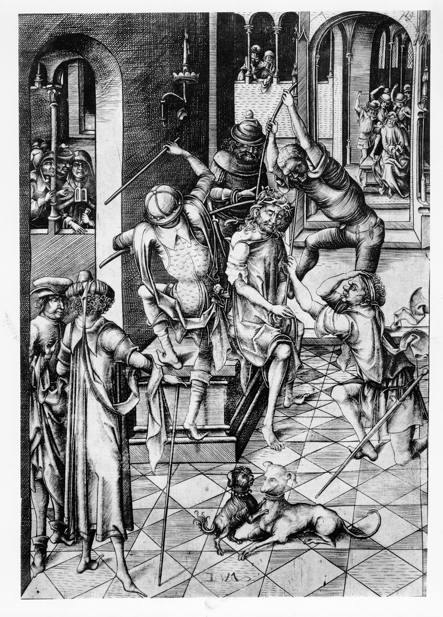 Chrystus ukoronowany cierniem, ok. 1480 autorstwa Israhel van Meckenem the younger