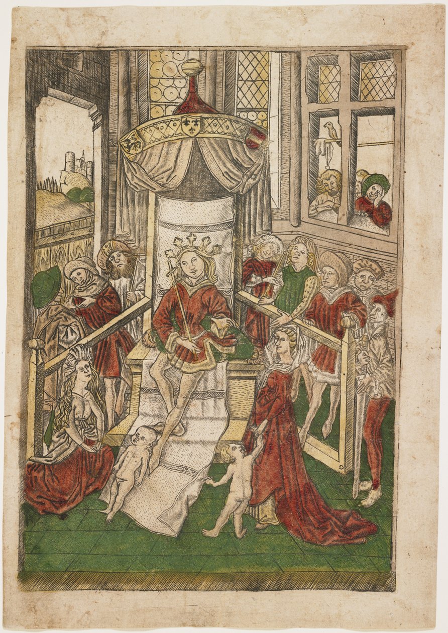 Wyrok Salomona, c. 1465 autorstwa Israhel van Meckenem the younger