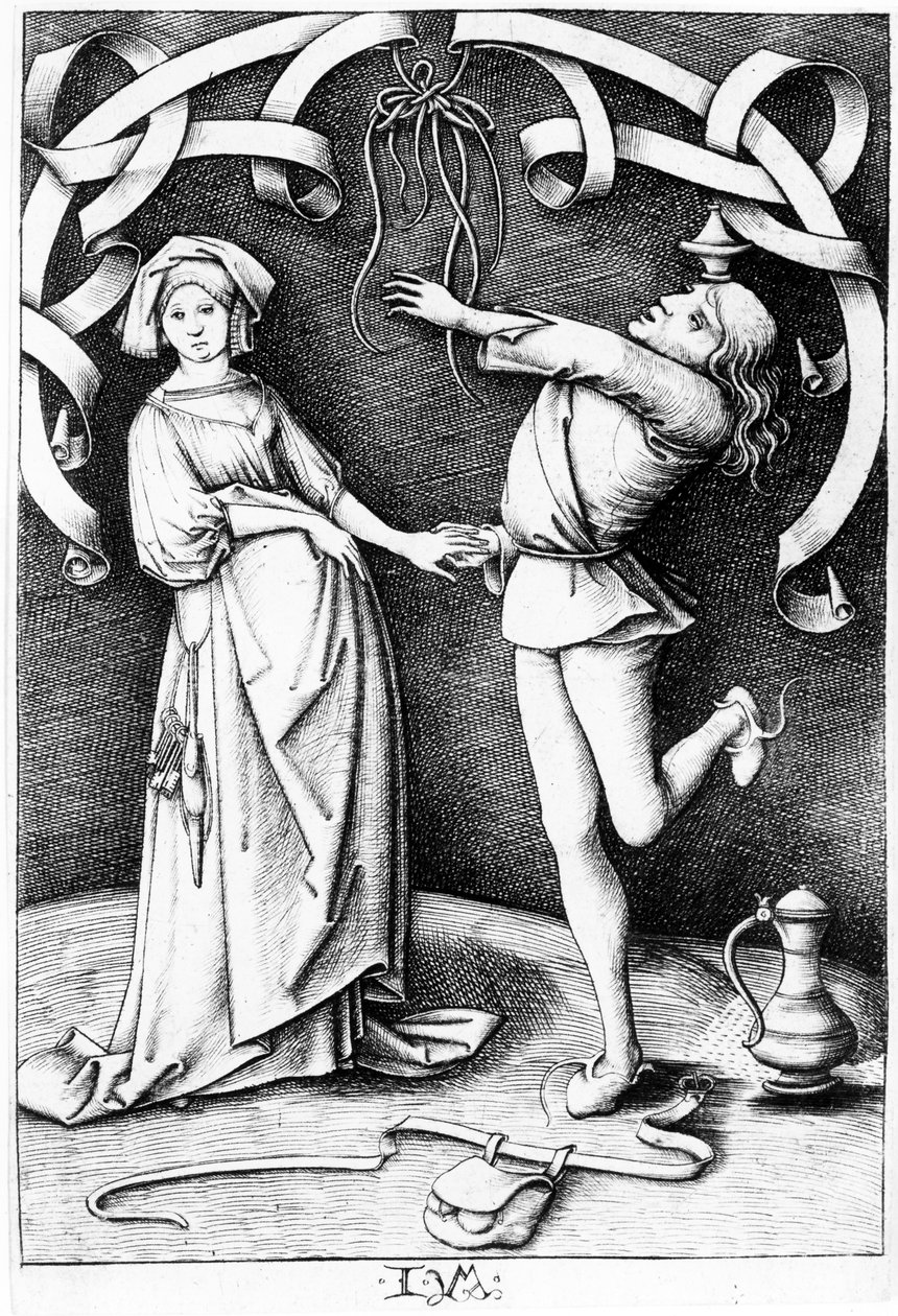 Kuglarz i Kobieta, ok. 1495-1503 autorstwa Israhel van Meckenem the younger