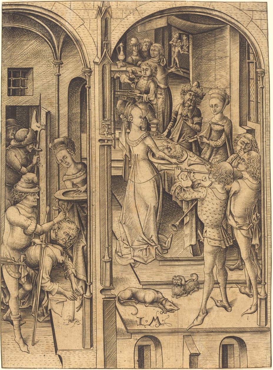 Ścięcie św. Jana Chrzciciela, c. 1480. autorstwa Israhel van Meckenem