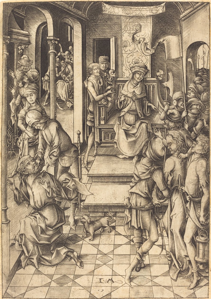 Chrystus przed Annaszem, c. 1480. autorstwa Israhel van Meckenem