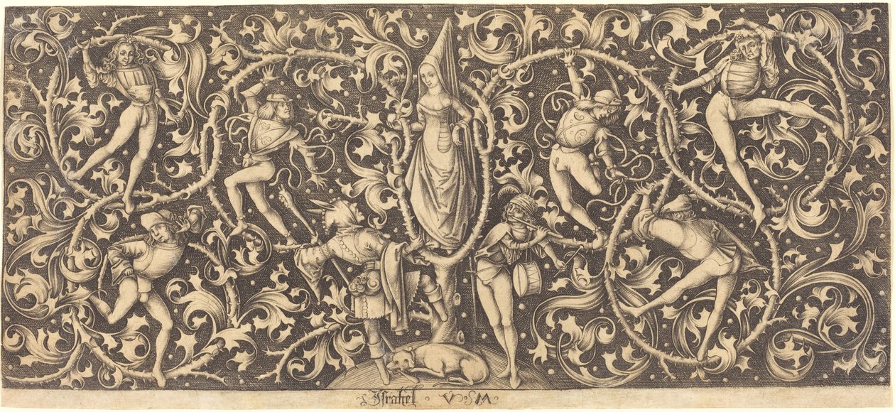 Ornament z tancerkami Morrisa, ok. 1900 r. 14901500. autorstwa Israhel van Meckenem