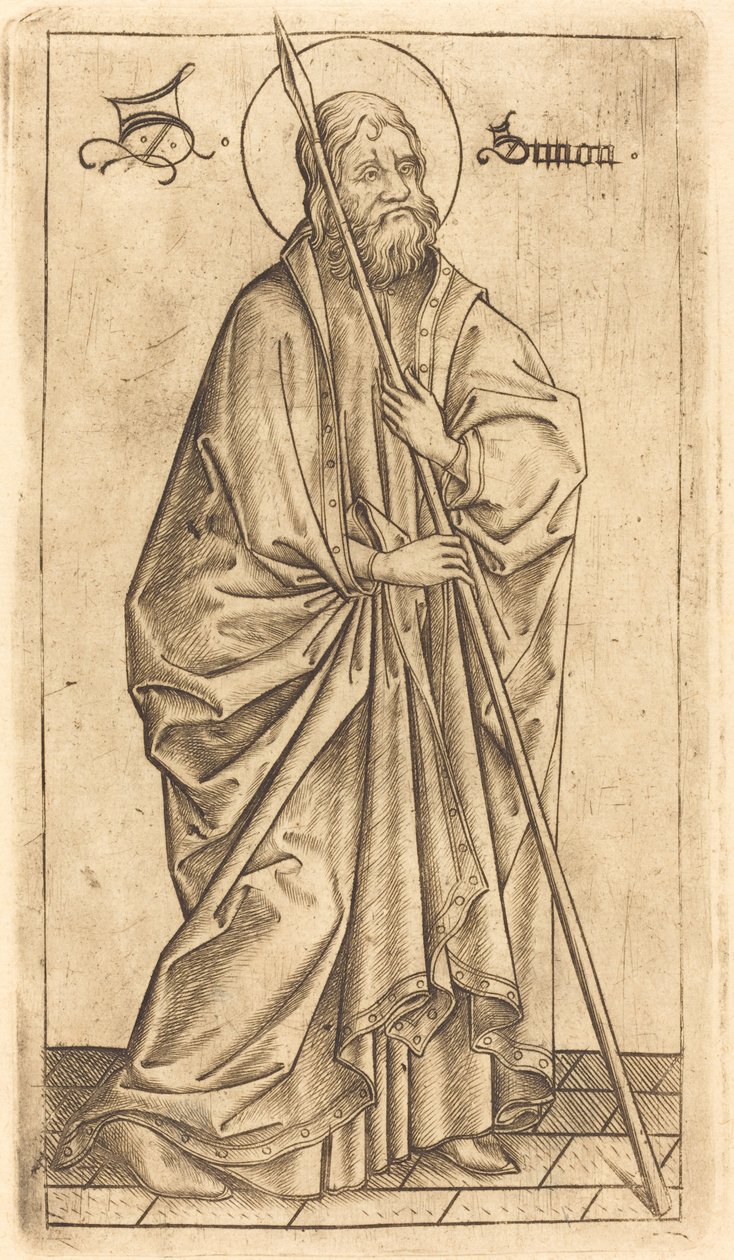 Św. Tomasz lub Św. Szymon , c. 14701480. autorstwa Israhel van Meckenem