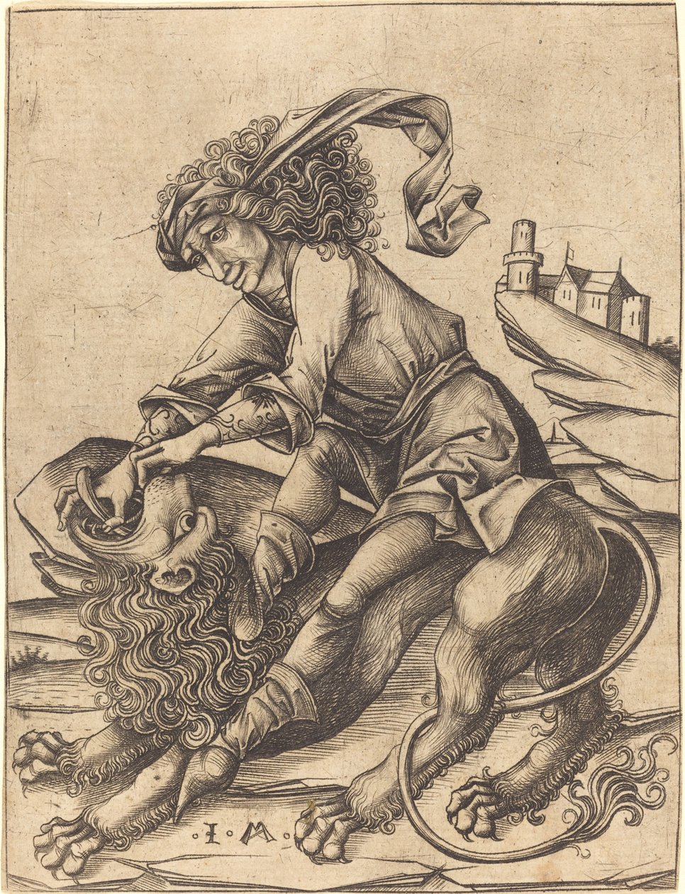 Samson i lew autorstwa Israhel van Meckenem